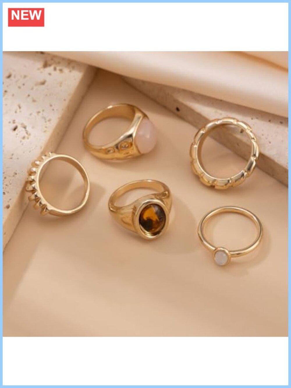 Chunky Adjustable Stackable Rings Set Statement Thick Ring - Picture 6 of 6